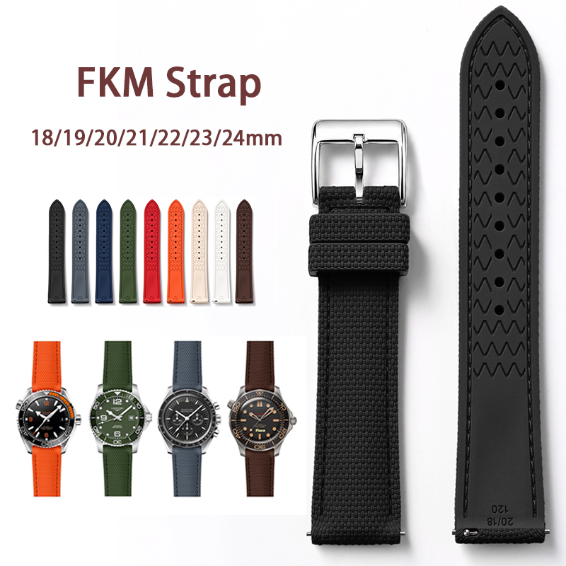 Suede Strap Watch - Universal Strap for Blancpain FKM Fluoro