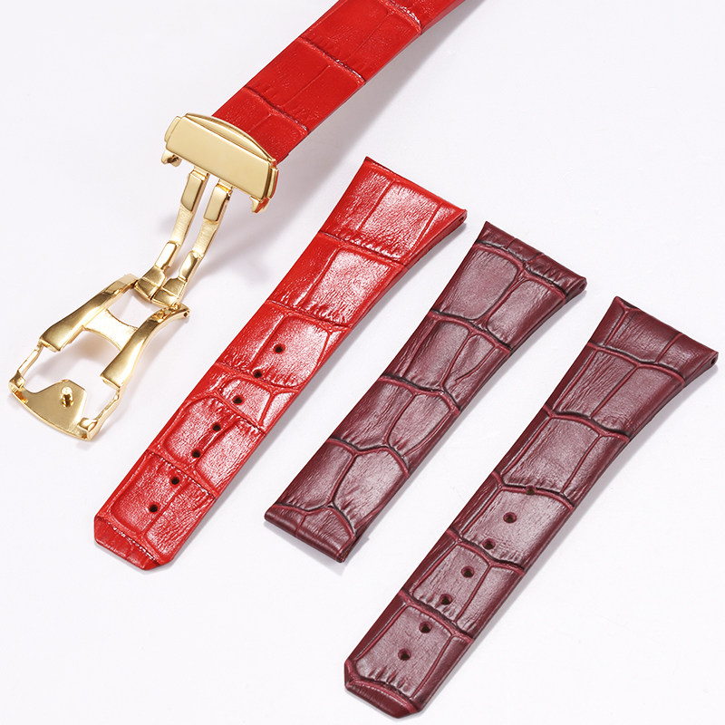 Curved leather watch strap wom - Omega Watch Constellation 评论和价格