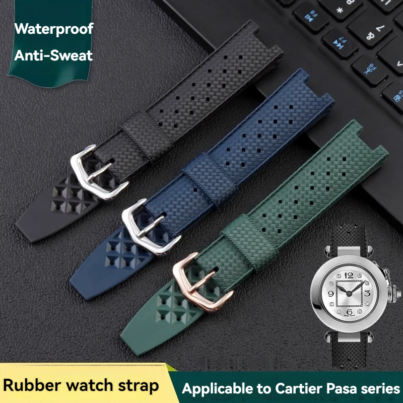 Rubber Men's Watch Strap for C - Cartier Watch Tank 评论和价格